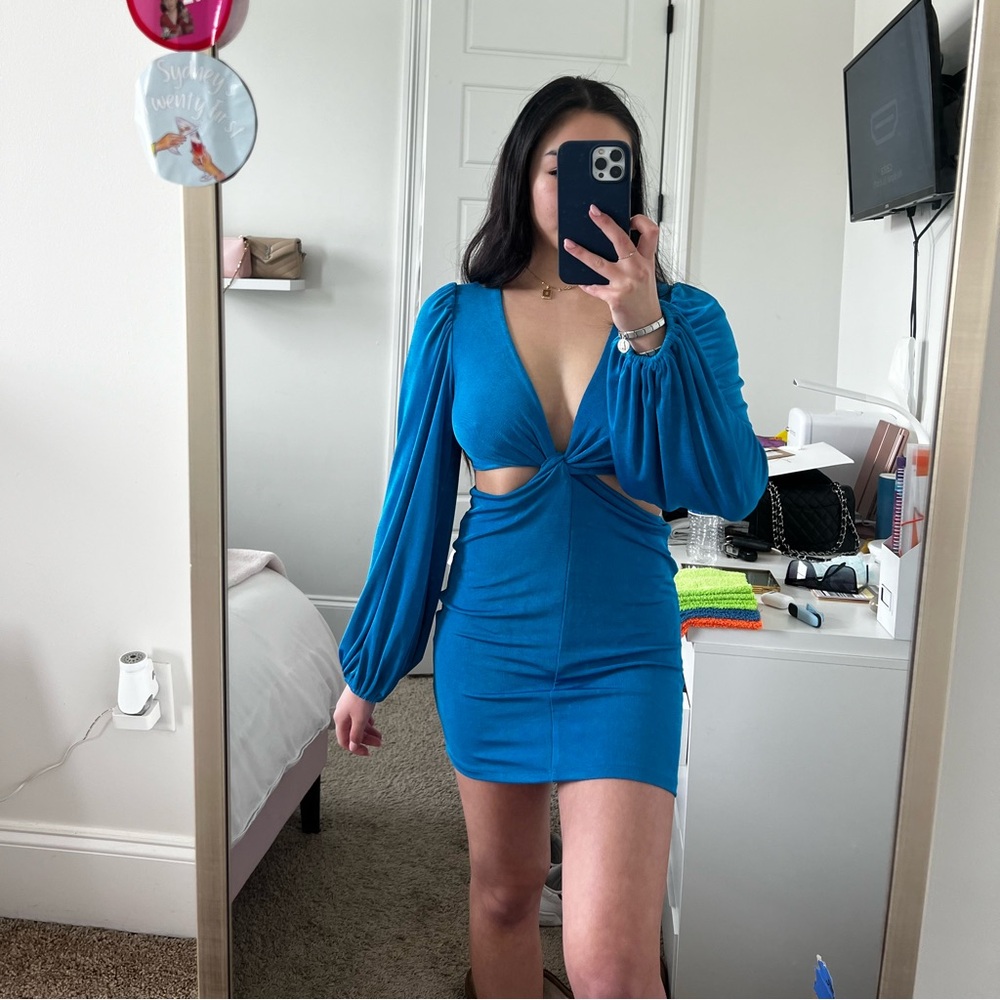 Princess Polly Adi Cut Out Mini Blue Dress